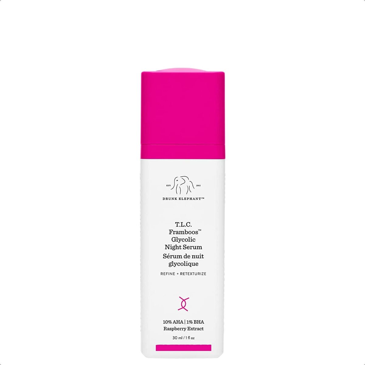 Drunk Elephant T.L.C. Framboos Glycolic Night Serum - Skin Care Brightening Night Serum. Repackaging (30 Ml / 1 Fl Oz)