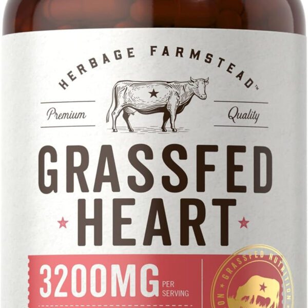 "Boost Your Health with Herbage Farmstead Grass Fed Beef Heart Supplement! 🌱💪
🔹 3500mg, 200 Capsules for Maximum Benefits
🔹 Desiccated Pasture Raised Bovine Formula for Premium Quality
🔹 Non-GMO and Gluten Free for a Healthy Lifestyle"