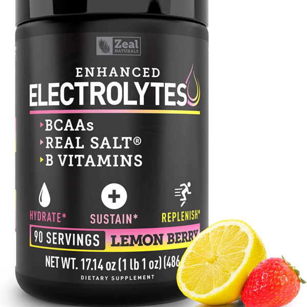 "Ultimate Electrolyte Powerhouse: 90 Servings of Refreshing Lemon Berry Flavor! Boosted with Real Salt, BCAAs, B-Vitamins, and Essential Minerals for Optimal Hydration - Sugar Free and Keto-Friendly!"