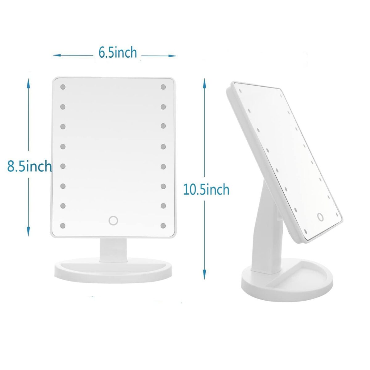 "Illuminate Your Beauty Routine with the KOOKIN Lighted Vanity Makeup Mirror - 16 Led Lights, 180 Degree Rotation, Adjustable Brightness, Battery and USB Powered - Perfect for Your Bathroom Beauty Rituals (White)"