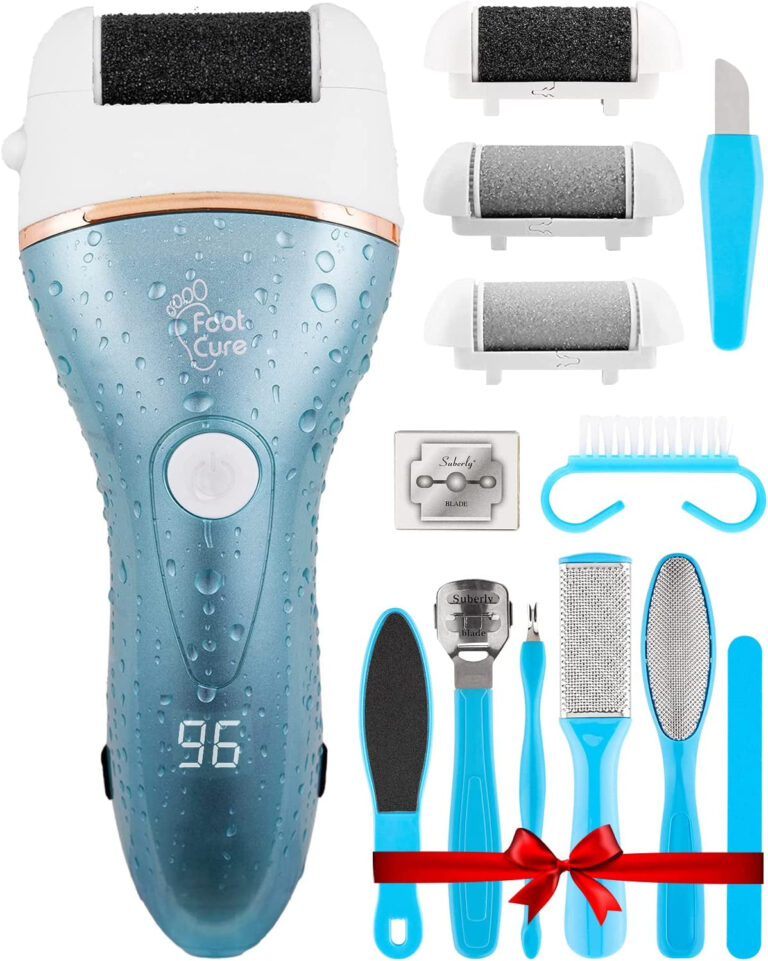 "Revitalize Your Feet with our Rechargeable Electric Foot Callus Remover - Say Goodbye to Cracked Heels and Dry Dead Skin - Experience Professional Pedicure Results at Home - Includes 3 Aqua Rollers!"