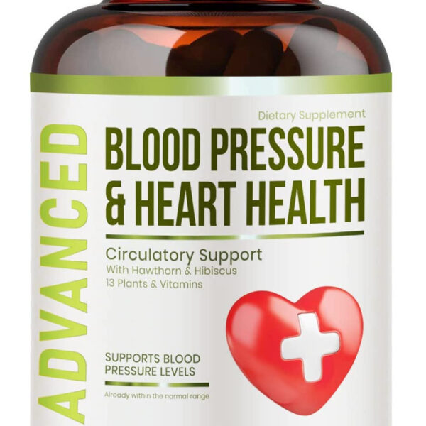 Heart Health Blood Pressure Support Supplement - Support Blood Pressure & Healthy Circularity Naturally with Hawthorn Berry & Hibiscus.Vitamins Pills for Healthy Hypertension (BP) & Healthy Heart.