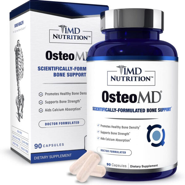 1MD Nutrition Osteomd for Comprehensive Bone Support - Calcium Supplement for Women and Men - Promote Bone Density W/Calcium with Vitamin D - Calcium Hydroxyapatite W/Vitamin D3 & K2-90 Capsules