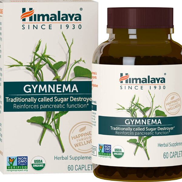 Himalaya Organic Gymnema Sylvestre for Glucose Metabolism, 700 Mg, 60 Caplets, 1 Month Supply, 1 Pack