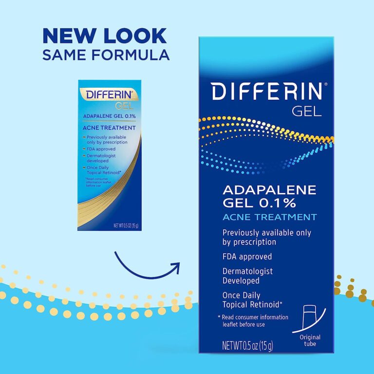 Differin Acne Treatment Gel, 30 Day Supply, Retinoid Treatment for Face with 0.1% Adapalene, Gentle Skin Care for Acne Prone Sensitive Skin, 15G Tube (Packaging May Vary)