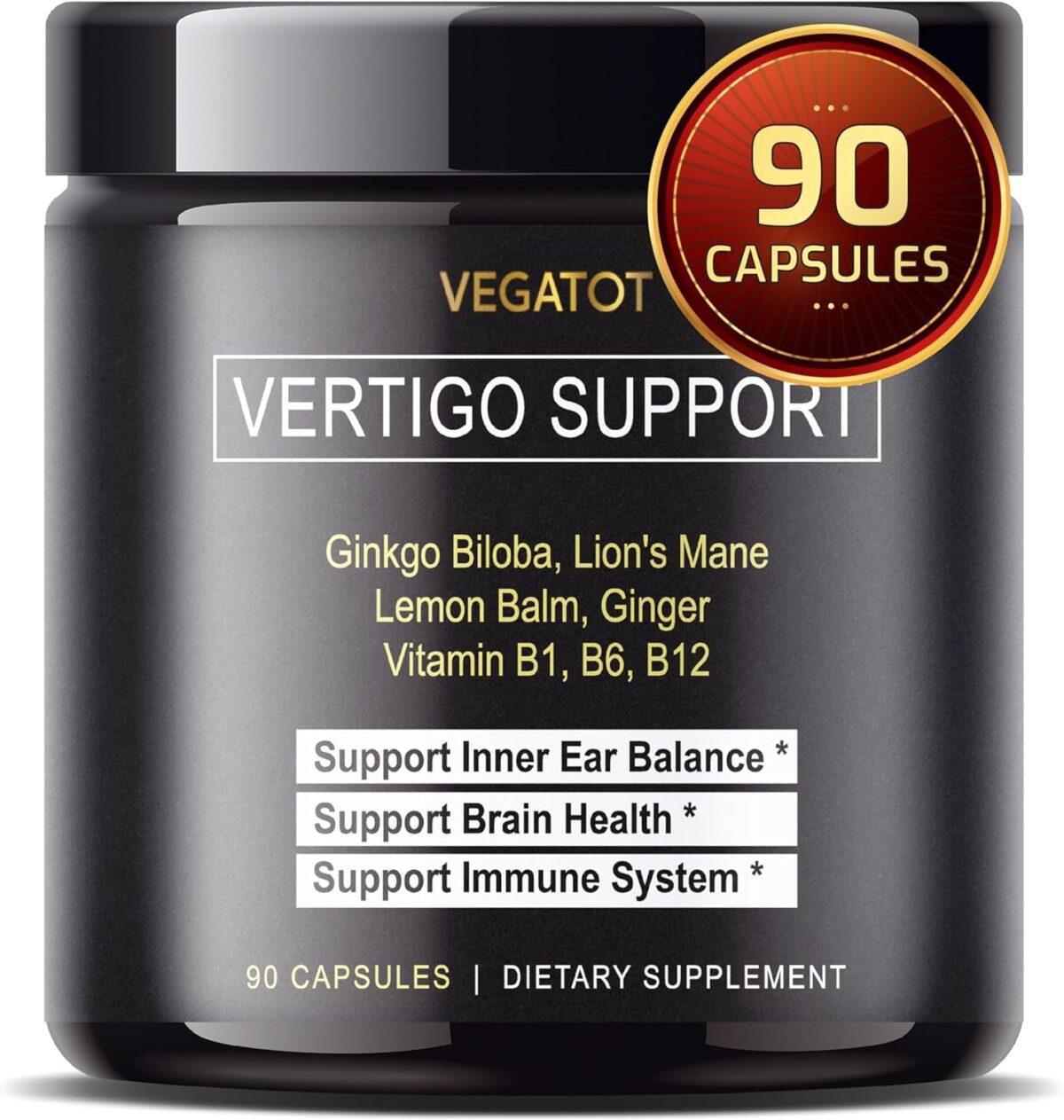 Vertigo Supplement 8,580MG *USA Made and Tested* Inner Ear Supplement with Ginkgo Biloba Lion'S Mane Lemon Balm Ginger VIT B1, B6, B12- for Dizziness Spinning Inner Ear Balance