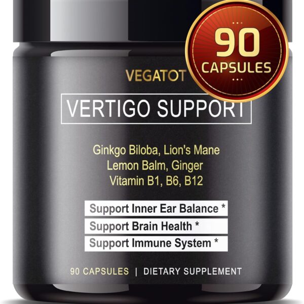 Vertigo Supplement 8,580MG *USA Made and Tested* Inner Ear Supplement with Ginkgo Biloba Lion'S Mane Lemon Balm Ginger VIT B1, B6, B12- for Dizziness Spinning Inner Ear Balance