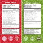 "Boost Your Health with USDA Organic Super Fruit & Veggies Supplement - All-Natural, Gluten/Gelatin Free, Non GMO, Soy Free & Vegan | Reds & Greens Superfood Capsules | Packed with 23 Fruits & 16 Vegetables (180 Count)"