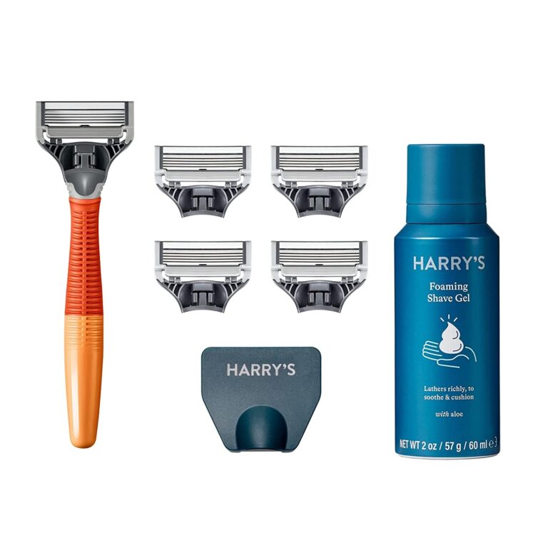 "Ultimate Men's Grooming Kit: Harry's Razor Set with 5 Refills, Travel Cover, and Shave Gel - Experience the Perfect Shave!"