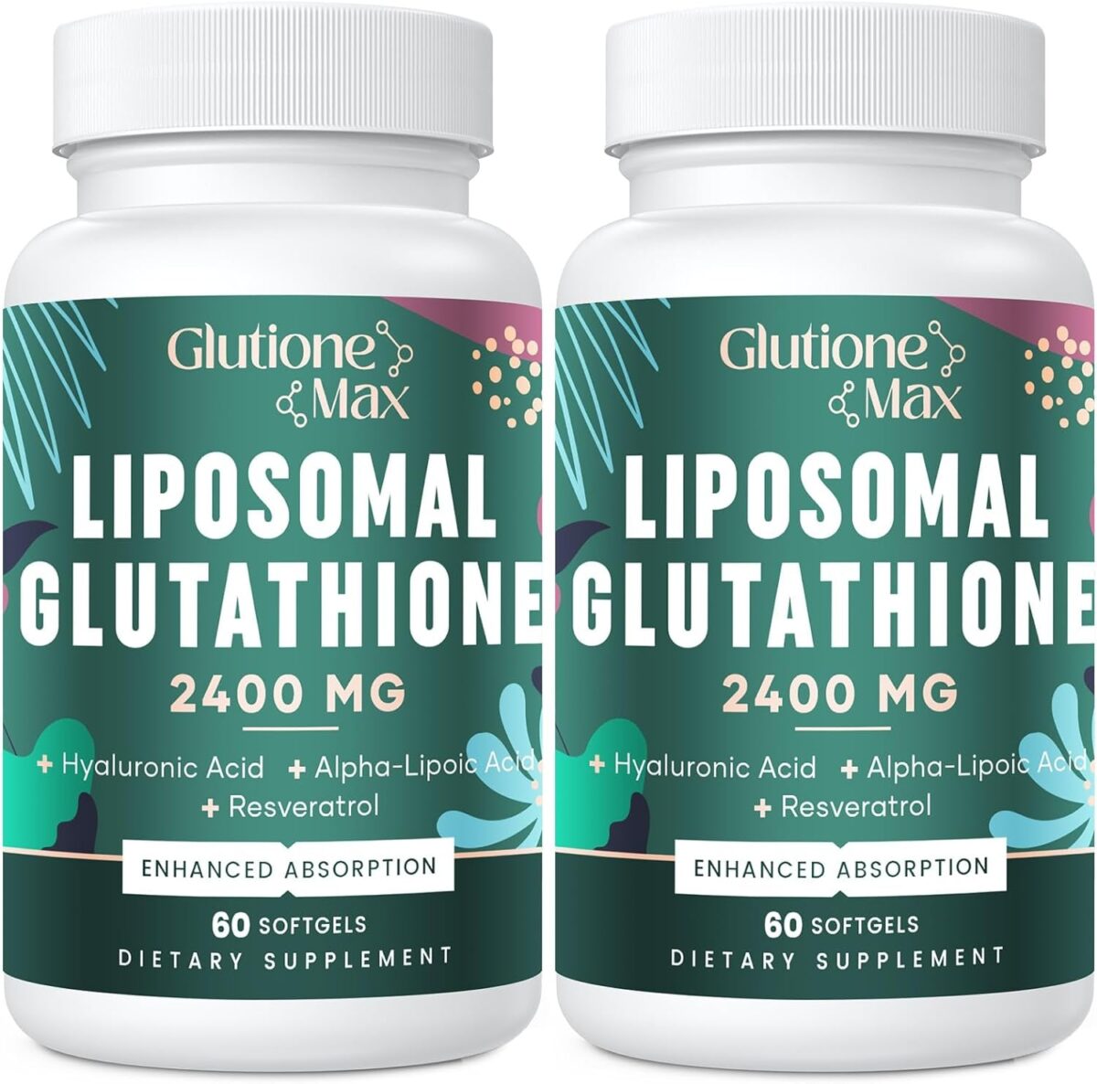 2400MG Liposomal Glutathione | Max Absorption | Glutathione Supplement with Hyaluronic Acid, Resveratrol, L - Glutathione Reduced, Non - GMO Antioxidant for Aging Defense, Energy, 60 Softgels