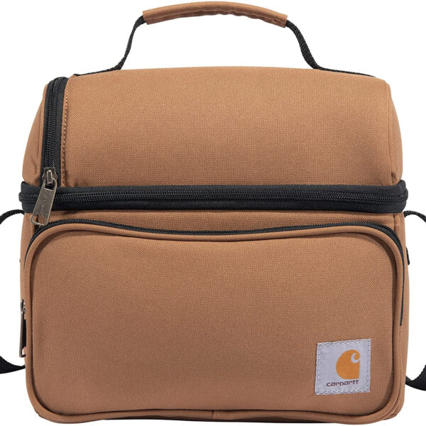 "Stay Cool and Stylish with the Carhartt Deluxe Dual Compartment Insulated Lunch Cooler Bag in Carhartt Brown"