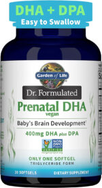 Garden of Life Dr. Formulated Prenatal Vegan DHA - Certified Vegan Omega 3 Supplement with 400Mg DHA + DPA from Algal Omega 3 in Triglyceride Form, Non-Gmo Algae Omega 3 for Vegans, 30 Softgels - Free & Fast Delivery