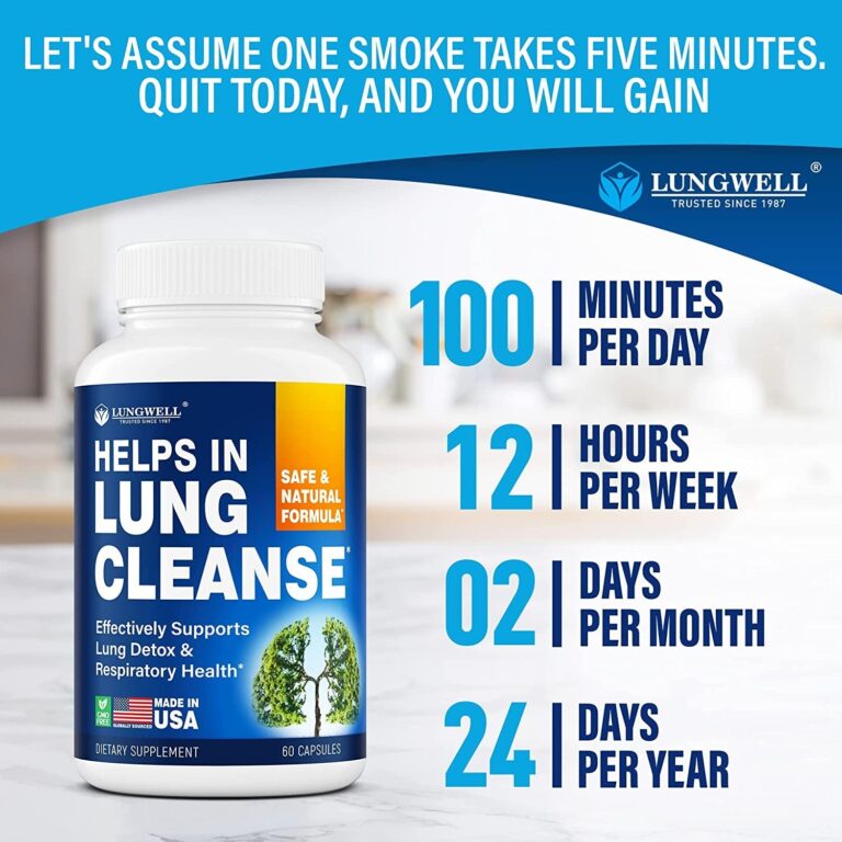 LUNGWELL Quit Smoking Aid - Made in USA - Helps to Clear Lungs & Stop Smoking - Infused with Mullein & L-Tryptophan for Lung Cleanse & Stress Relief