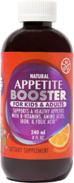 Appetite Booster Weight Gain Stimulant Supplement Eat More for Underweight Adults & Kids 4+ Fortified with Vitamins B1,B2,B3,B5,B6,B12, Folic Acid, Iron, Zinc, Amino Acids, Flax Seed Oil