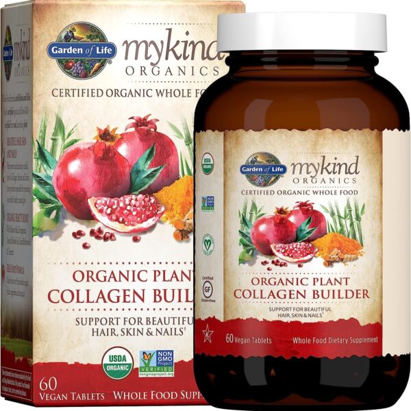 Garden of Life Vegan Collagen Builder - Organic Plant Collagen Beauty Booster - Silica & Biotin for Hair, Skin, Nails and Joint Support – No Added Sugar, 60 Tablets, Mykind Organics Supplements - Free & Fast Delivery