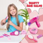 "Ultimate Glamour Makeover Set for Girls - 17Pcs Pretend Play Beauty Salon Kit with Hairdryer, Curling Iron, and More! Perfect for Fashionable Kids, Birthday Parties, and Endless Fun!"