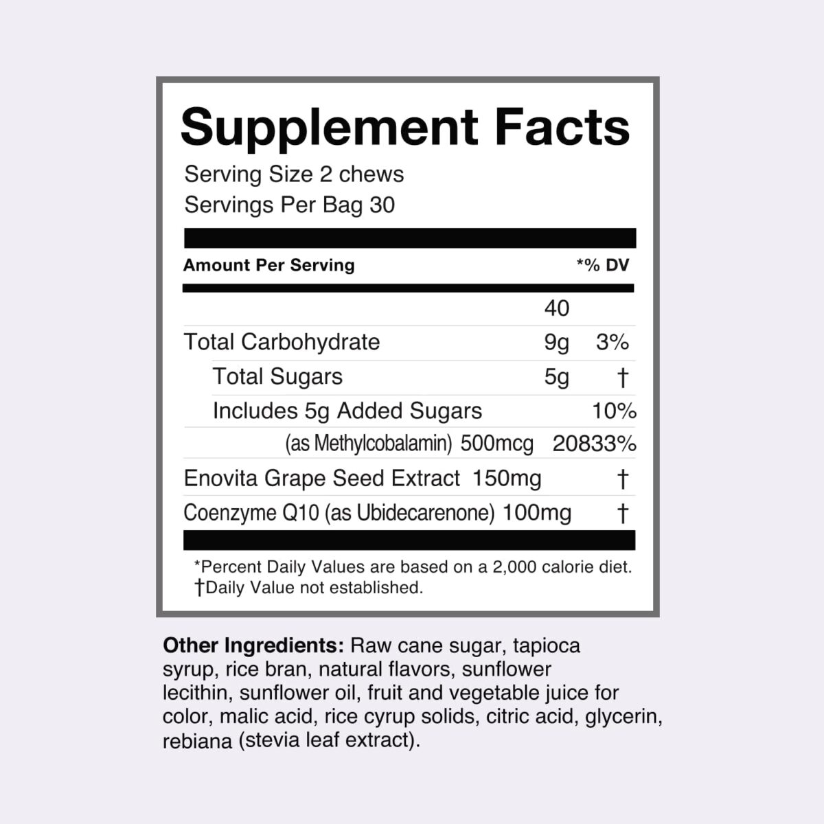 Humann Supergrapes Chews Supplement – with 100Mg Coq10 – from the Makers of Superbeets - Grape Flavor Chew, 60 Count