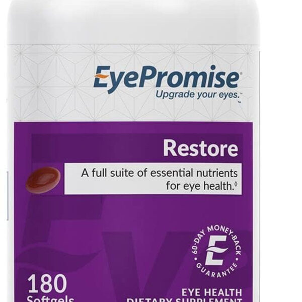 Restore Supplement - 180 Softgel Capsules Containing Lutein, Vitamin C, Vitamin D, Vitamin E, Omega-3 Fish Oil, and Zeaxanthin - a Patented and Complete Eye Health Formula