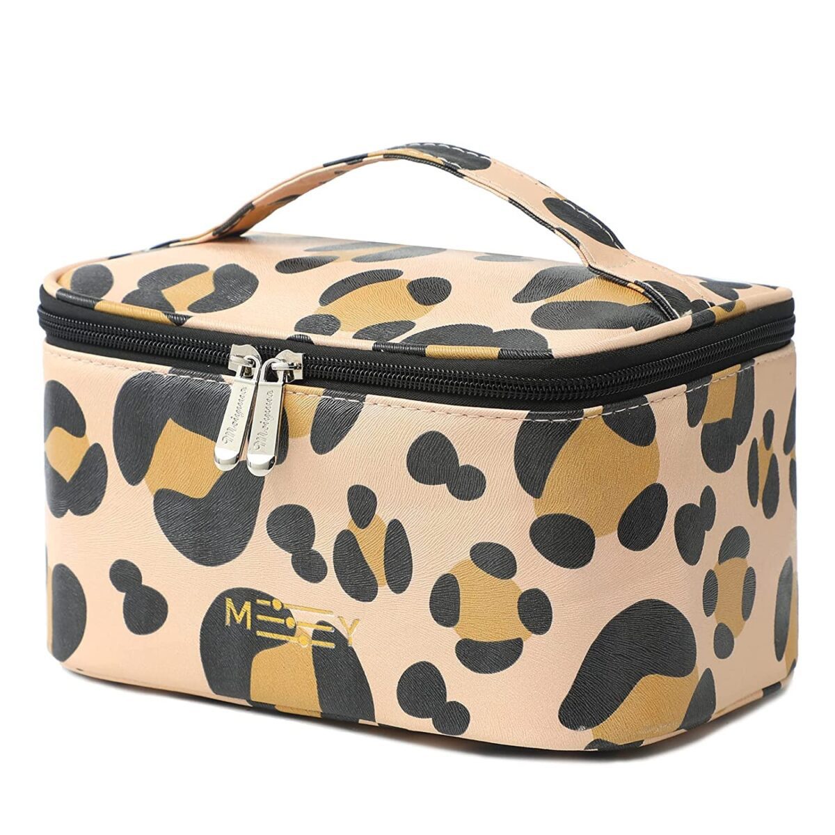 "Cow Print Waterproof Makeup Bag - Stylish and Compact Cosmetic Organizer for Women"