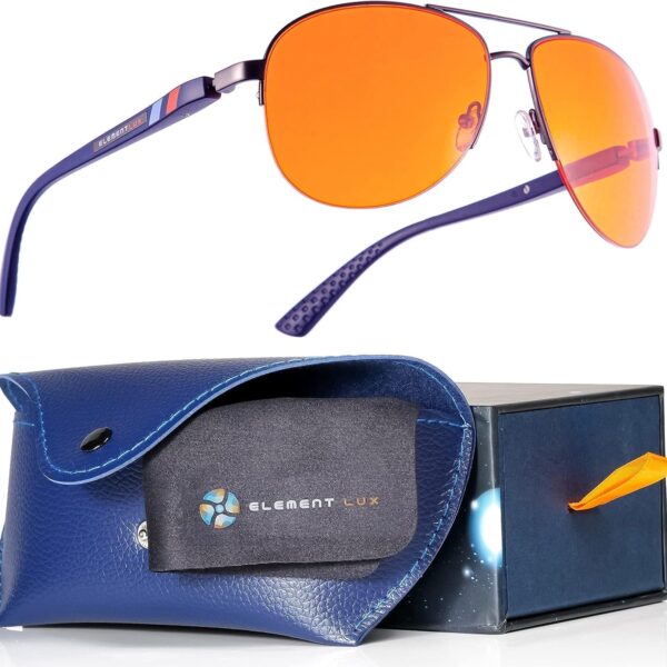 "Sleep Better, Game Longer, and Protect Your Eyes with ELEMENT LUX Blue Light Blocking Glasses - Amber Blue Blocker Glasses for Enhanced Sleep, Reduced Eye Strain, and Gaming Experience"