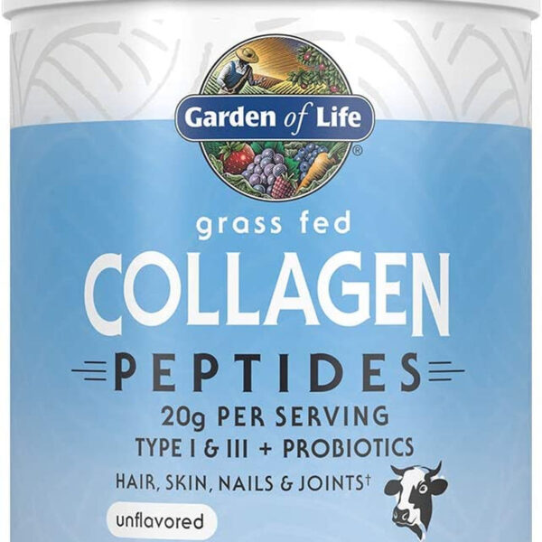 Garden of Life Grass Fed Collagen Peptides Powder – Unflavored Collagen Powder for Women Men Hair Skin Nails Joints, Hydrolyzed Collagen Protein Supplements, Post Workout, Paleo & Keto, 28 Servings