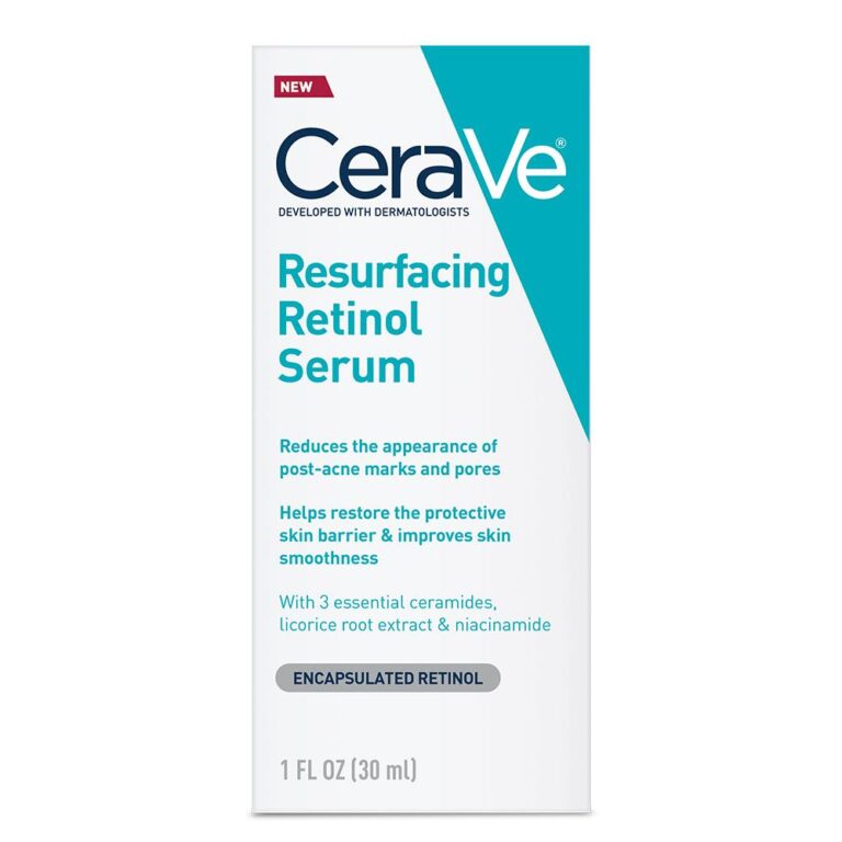 CeraVe Retinol Serum for Post-Acne Marks and Skin Texture - Pore Refining, Resurfacing, Brightening Facial Serum with Retinol - Fragrance Free & Non-Comedogenic - 1 Fl. oz/30ml