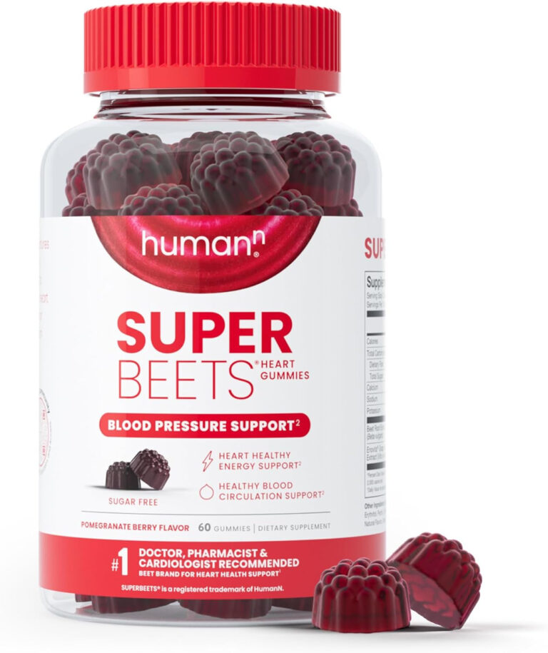 Superbeets Heart Gummies - Heart-Healthy Energy, Grape Seed Extract & Beet Root Powder - Sugar Free - Pomegranate Berry Flavor, 60 Count