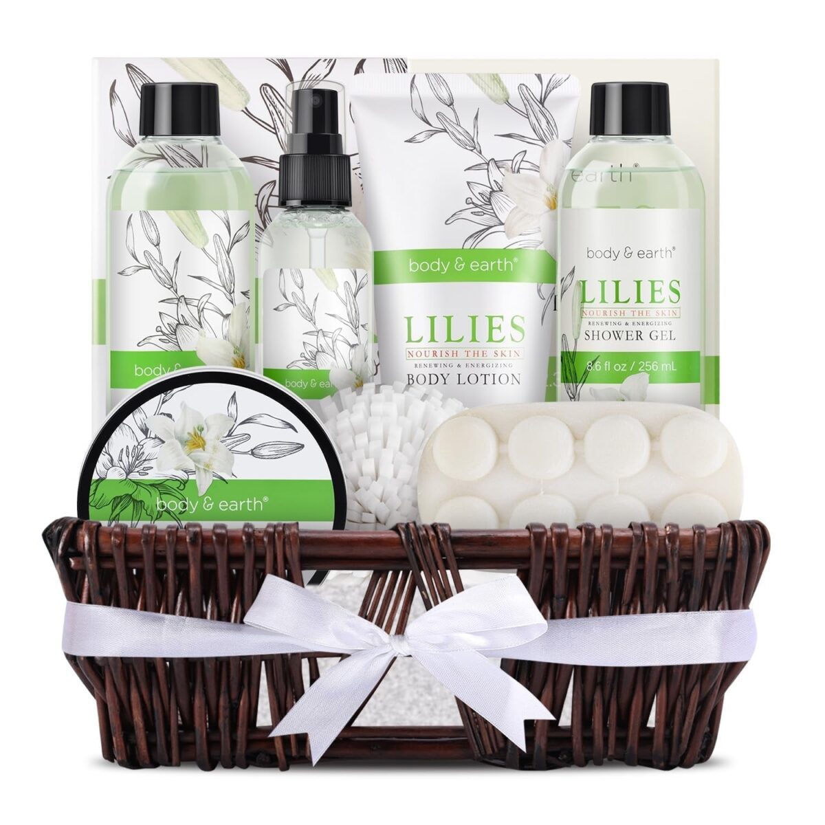 "Luxurious Lily Home Spa Gift Basket - Indulge in the Ultimate Bath and Body Experience with Body & Earth's 10 Piece Set for Women"