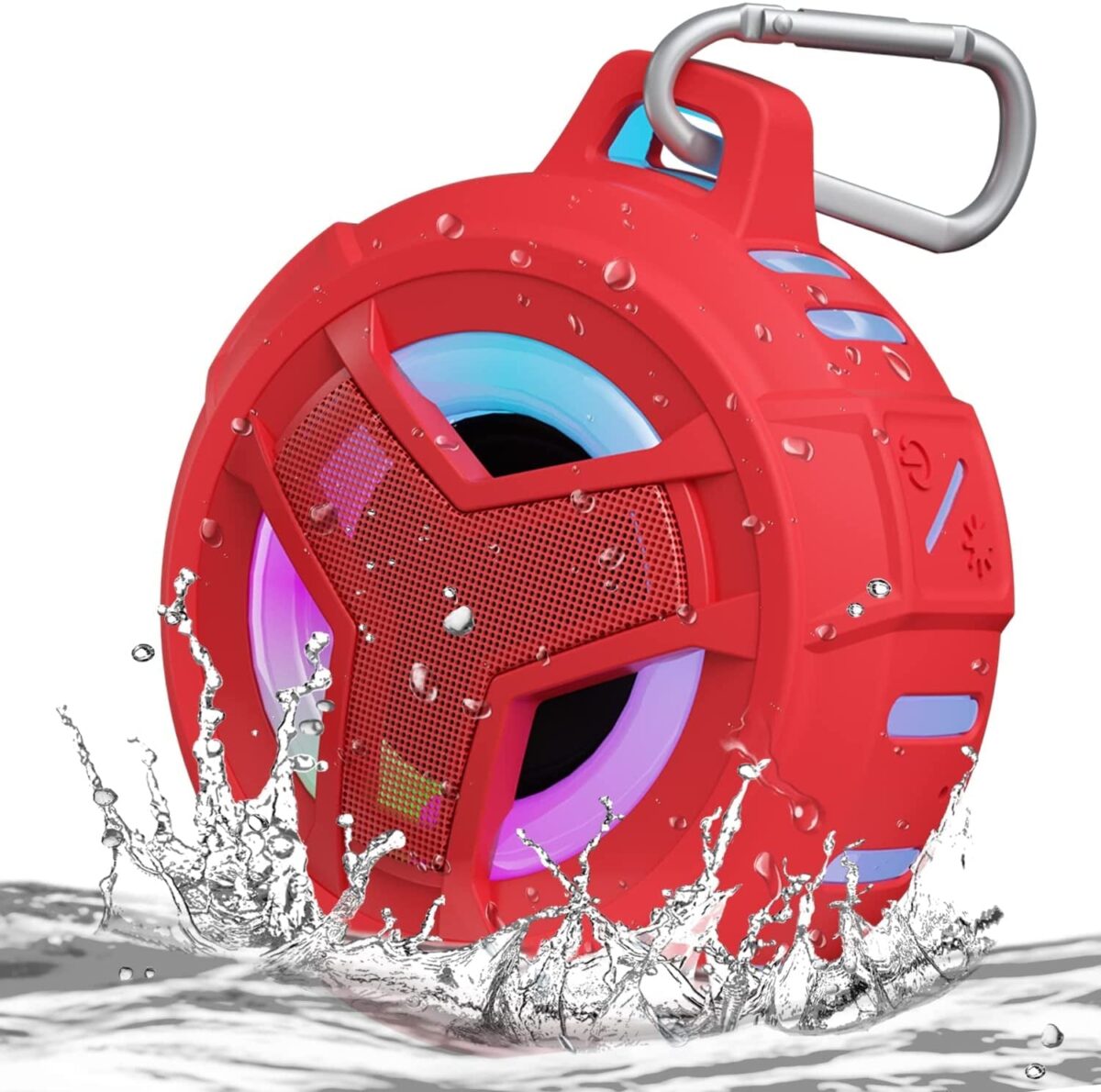 "Ultimate Waterproof Bluetooth Shower Speaker with LED Light - Portable, Floating, and True Wireless Stereo for Kayak, Beach, and Unisex Gifts - Black"