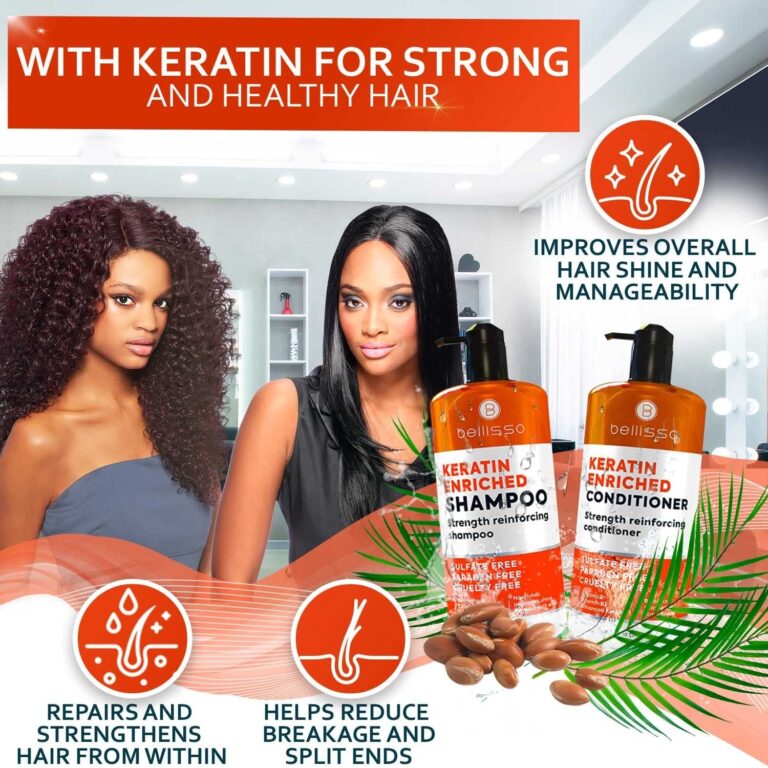 Keratin Shampoo and Conditioner Set - Sulfate and Paraben Free - Salon Repair for Dry, Damaged and Color Treated Hair - anti Frizz Formula for Women and Men