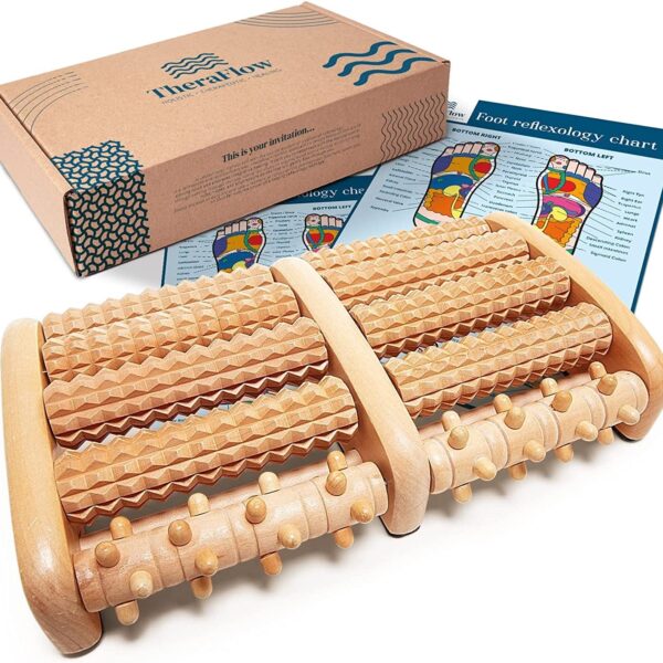 "Ultimate Foot Relief: TheraFlow Wooden Foot Massager for Plantar Fasciitis, Neuropathy, and Stress Relief - Perfect Relaxation Gift for Women and Men - Say Goodbye to Foot Pain and Heel Spur Pain!"