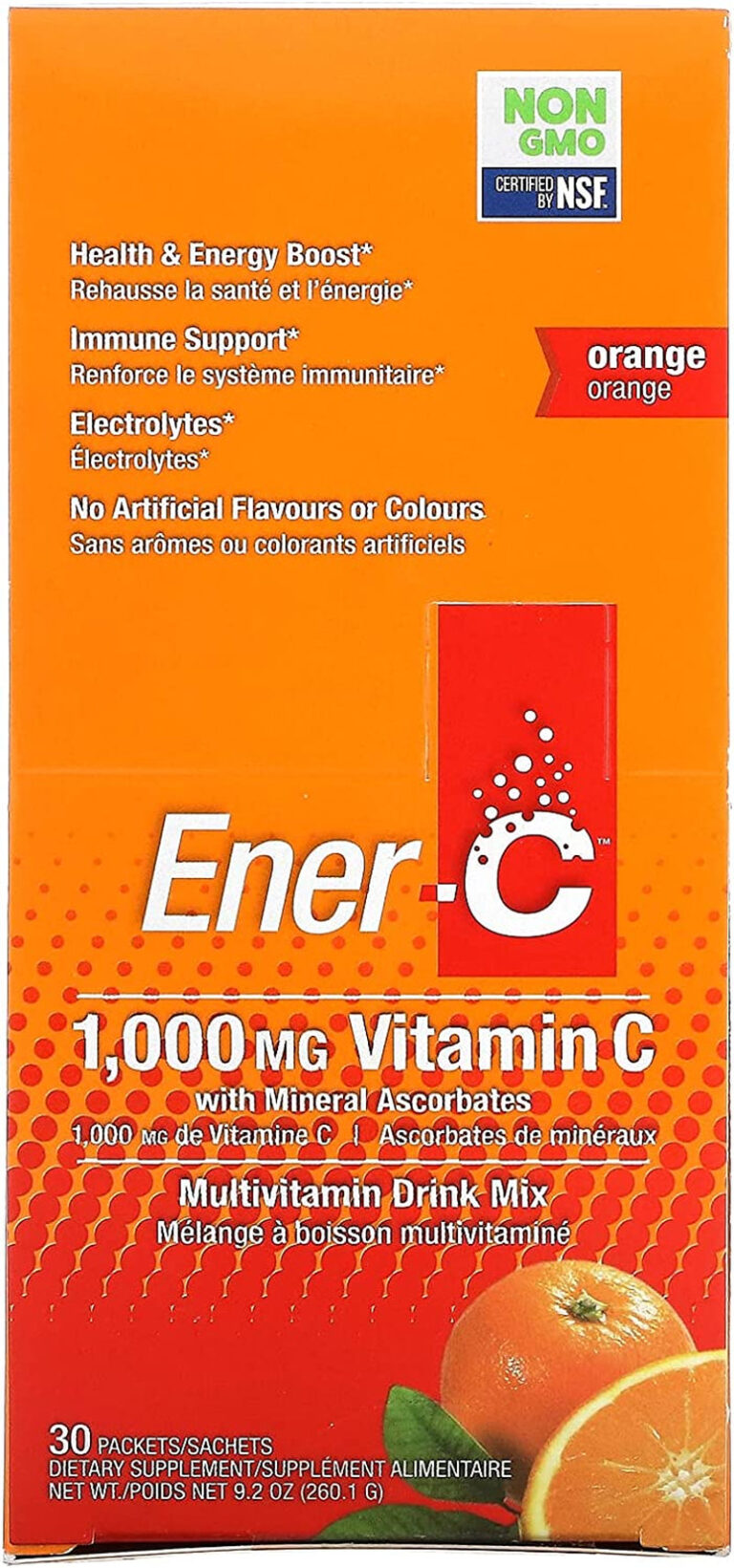 Ener-C Orange Multivitamin Drink Mix, 1000Mg Vitamin C, Non-Gmo, Vegan, Real Fruit Juice Powders, Natural Immunity Support, Electrolytes, Gluten Free, 30 Count (Pack of 1) - Free & Fast Delivery - Free & Fast Delivery