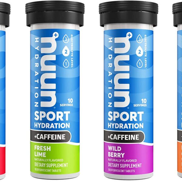 "Boost Your Performance with Nuun Sport + Caffeine Electrolyte Tablets - Stay Hydrated and Energized with our Mixed Flavor Box, 4 Pack (40 Servings)"