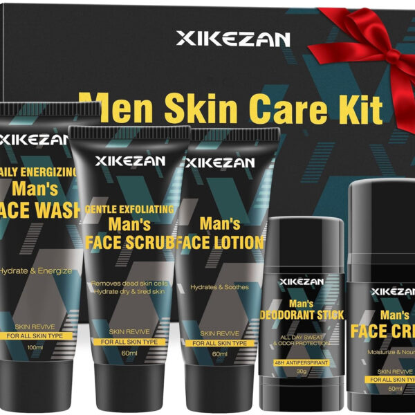 "Ultimate Men's Grooming Kit: Nourish, Hydrate and Revitalize Skin with Face Wash, Scrub, Lotion, Cream, Deodorant - Perfect Stocking Stuffers and Unique Christmas Gifts for Him, Dad, Husband, Boyfriend, Teen Boy"