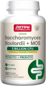 Saccharomyces Boulardii Probiotics + MOS 5 Billion CFU Probiotic Yeast for Intestinal Health Support, Gut Health Supplements for Women and Men, 180 Veggie Capsules, 180 Day Supply