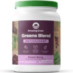 "Supercharge Your Health with Amazing Grass Greens Blend Antioxidant - Organic Super Greens Powder Smoothie Mix with Spirulina, Beet Root, Elderberry & Probiotics - Sweet Berry Flavor - 100 Servings!"