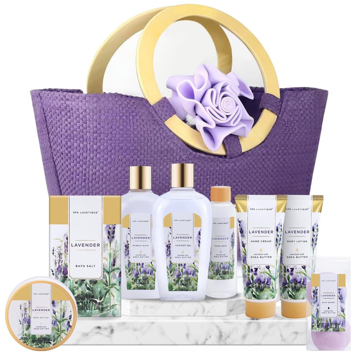 "Ultimate Spa Retreat Gift Set for Her - Indulge in 10 Luxurious Lavender Bath Products, Perfect for Relaxation and Pampering - Ideal Gift for Christmas, Birthdays, or Any Special Occasion"