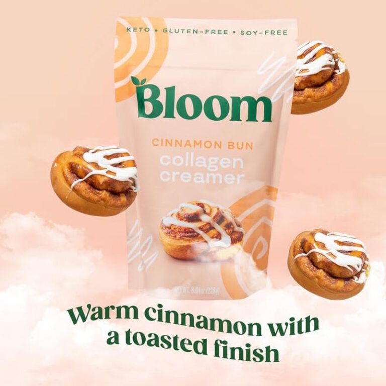 "Bloom Nutrition Cinnamon Bun Collagen Creamer: Boost Your Coffee with Grass-Fed Collagen Peptides and MCT Oil - Sugar-Free, Gluten-Free, Keto-Friendly Creamer for Women"