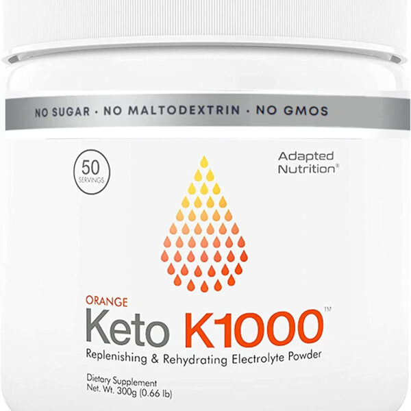 Keto K1000 Electrolyte Powder | Hydration Supplement Drink Mix | Boost Energy & Beat Leg Cramps | No Maltodextrin or Sugar | Orange, Lighter Stevia Taste | 50 Servings - Free & Fast Delivery - Free & Fast Delivery