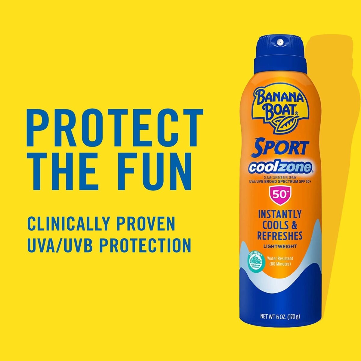 Banana Boat Sport Cool Zone SPF 50 Sunscreen Spray | Sport Sunscreen Spray SPF 50, Clear Sunscreen Spray, Banana Boat Sunscreen Spray SPF 50, Oxybenzone Free Sunscreen Pack SPF 50, 6Oz Each Twin Pack