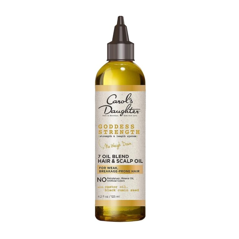 Carol’S Daughter Goddess Strength 7 Oil Blend Scalp & Hair Treatment Oil to Strengthen & Lengthen Curls – with Castor Oil, Olive Oil, Jojoba Oil - for Wavy, Curly, Coily, Natural Hair, 4.2 Fl Oz