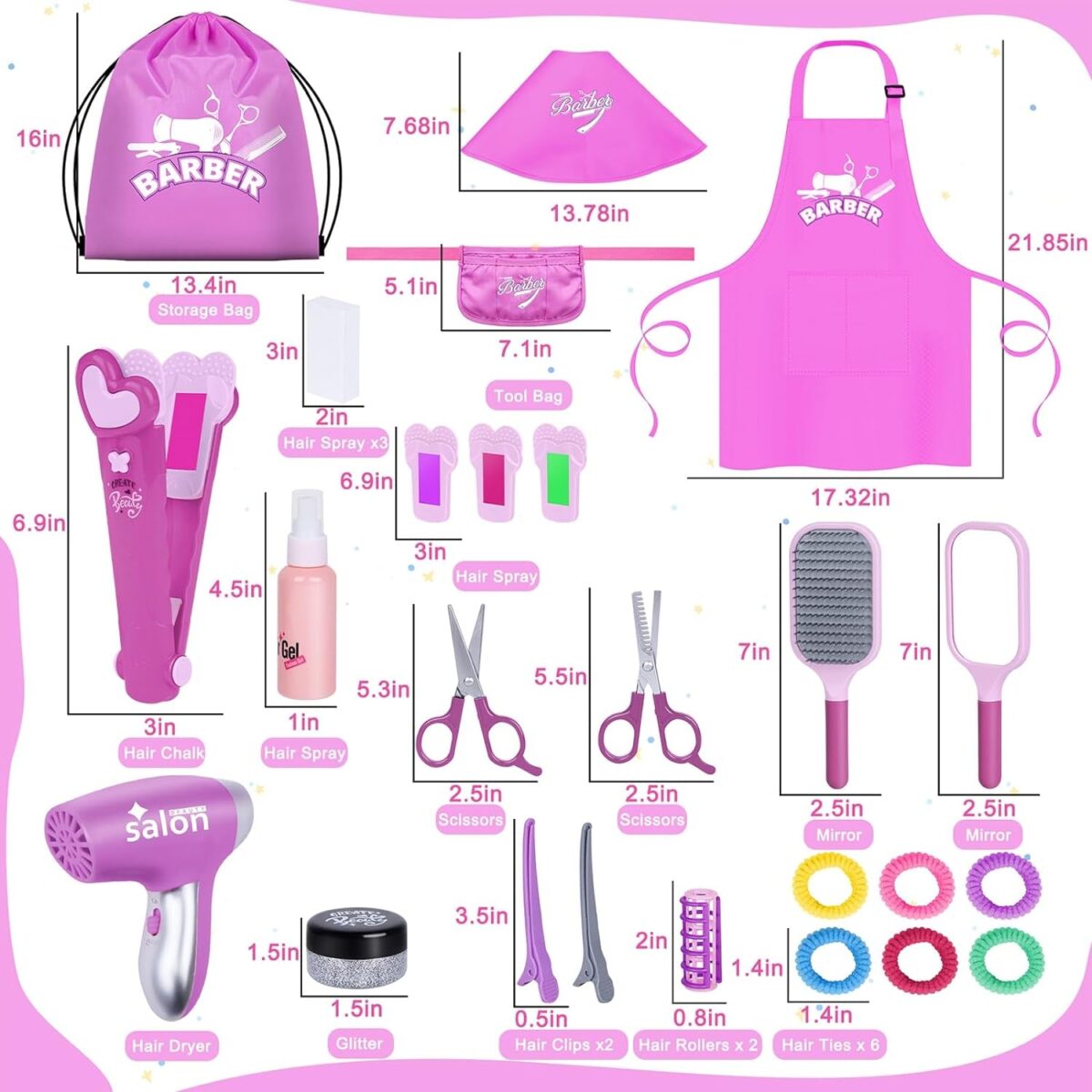 "Ultimate Hair Salon Experience for Girls - 26 Piece Realistic Beauty Playset with Blow Dryer, Stylist Accessories, and More!"