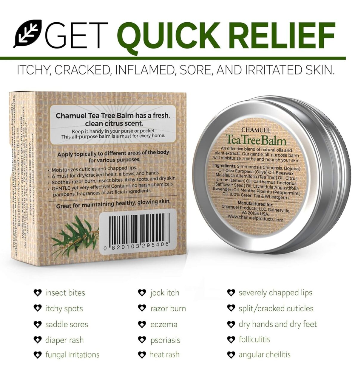 "Ultimate Tea Tree Oil Balm - Soothe and Heal Irritations Naturally! Perfect for Eczema, Psoriasis, Rashes, Insect Bites, Acne, and More!"