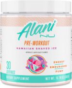 "Boost Your Workouts with Alani Nu Pre Workout Powder - Energize, Endure, and Pump Up Your Performance! Sugar Free, 200mg Caffeine, Amino Acids, and a Refreshing Hawaiian Shaved Ice Flavor - 30 Servings"