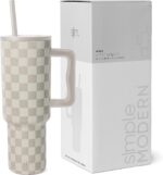 "Stay Hydrated in Style with the Simple Modern 40 Oz Tumbler - Insulated Stainless Steel Cup with Handle, Straw Lid, and Chic Cream Leopard Design - Perfect Gift for Women, Men, and Travel Enthusiasts - Fits in Cupholders!"