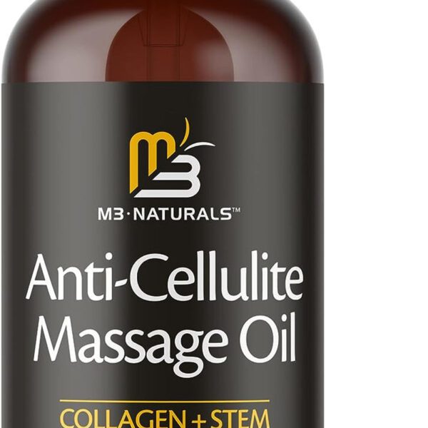 "Cellulite Eraser: Powerful Collagen and Stem Cell Infused Massage Oil for Firmer, Smoother Skin - Moisturizing Cream to Target Cellulite, Scars, and Blemishes - Fast Absorbing Formula by M3 Naturals"