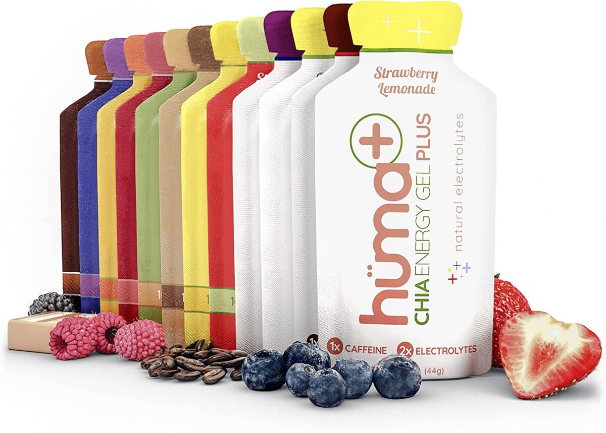 "Boost Your Performance with Huma Plus Chia Energy Gel Variety Pack - Enhanced Electrolytes, Gentle on the Stomach, and Packed with Real Food Energy (Includes 8 Original and 4 Plus Gels)"