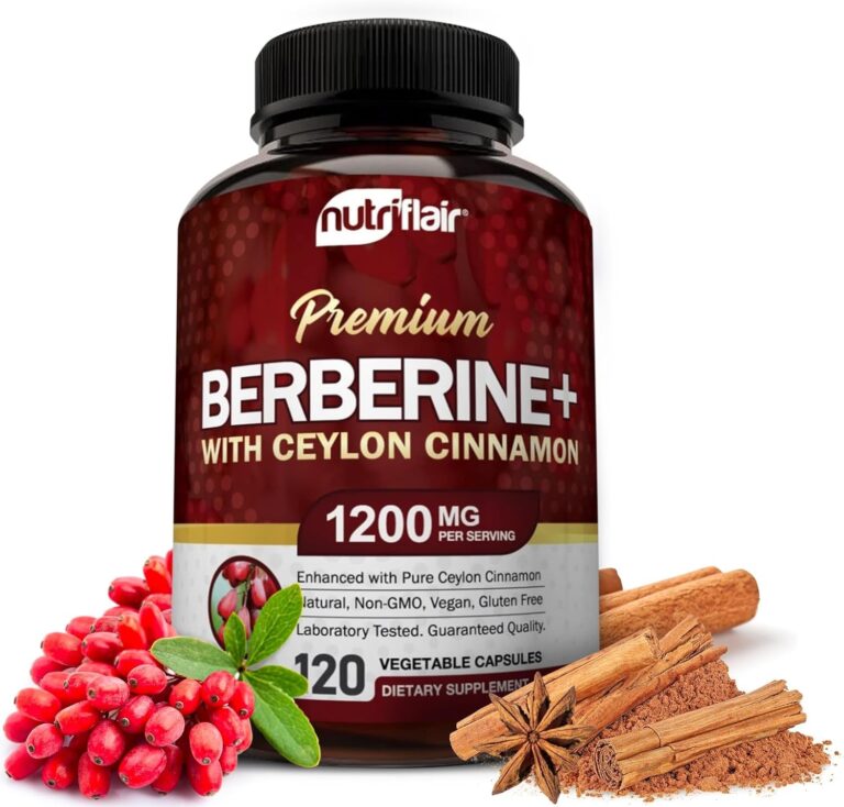 Premium Berberine HCL 1200Mg, 120 Capsules - plus Pure True Ceylon Cinnamon, Berberine HCI Root Supplements Pills - Immune System, Healthy Weight Management