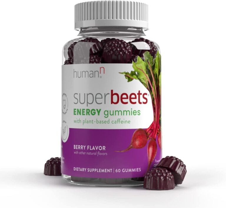 Humann Superbeets Energy Gummies - Quick Energy & Mental Focus - Help Increase Nitric Oxide - Supports Healthy Blood Pressure & Circulation Support - Antioxidant, Non-Gmo - 60 Gummies - Berry Flavor