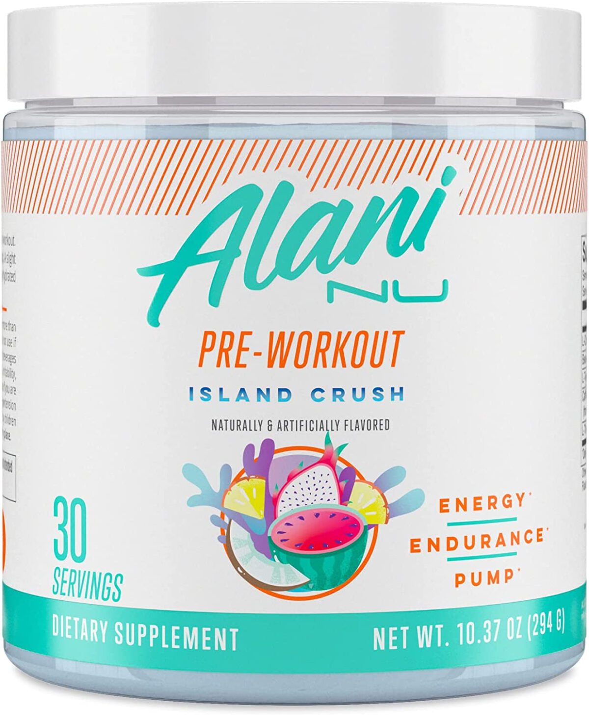 "Boost Your Workouts with Alani Nu Pre Workout Powder - Energize, Endure, and Pump Up Your Performance! Sugar Free, 200mg Caffeine, Amino Acids, and a Refreshing Hawaiian Shaved Ice Flavor - 30 Servings"